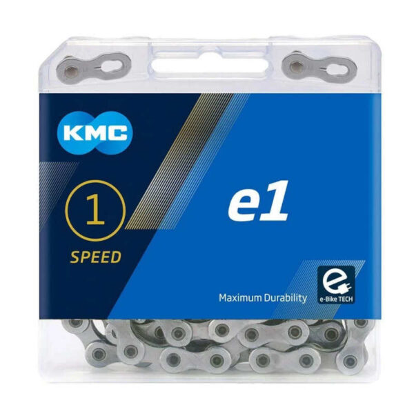 CADENA KMC E1 PLATA 110P 1V CAMBIO INTERNO